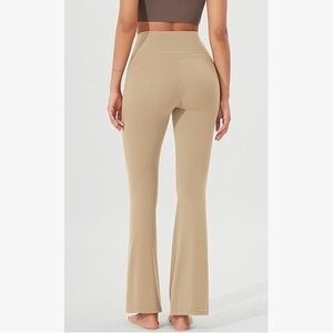 Beige High-Waisted Flare Pants